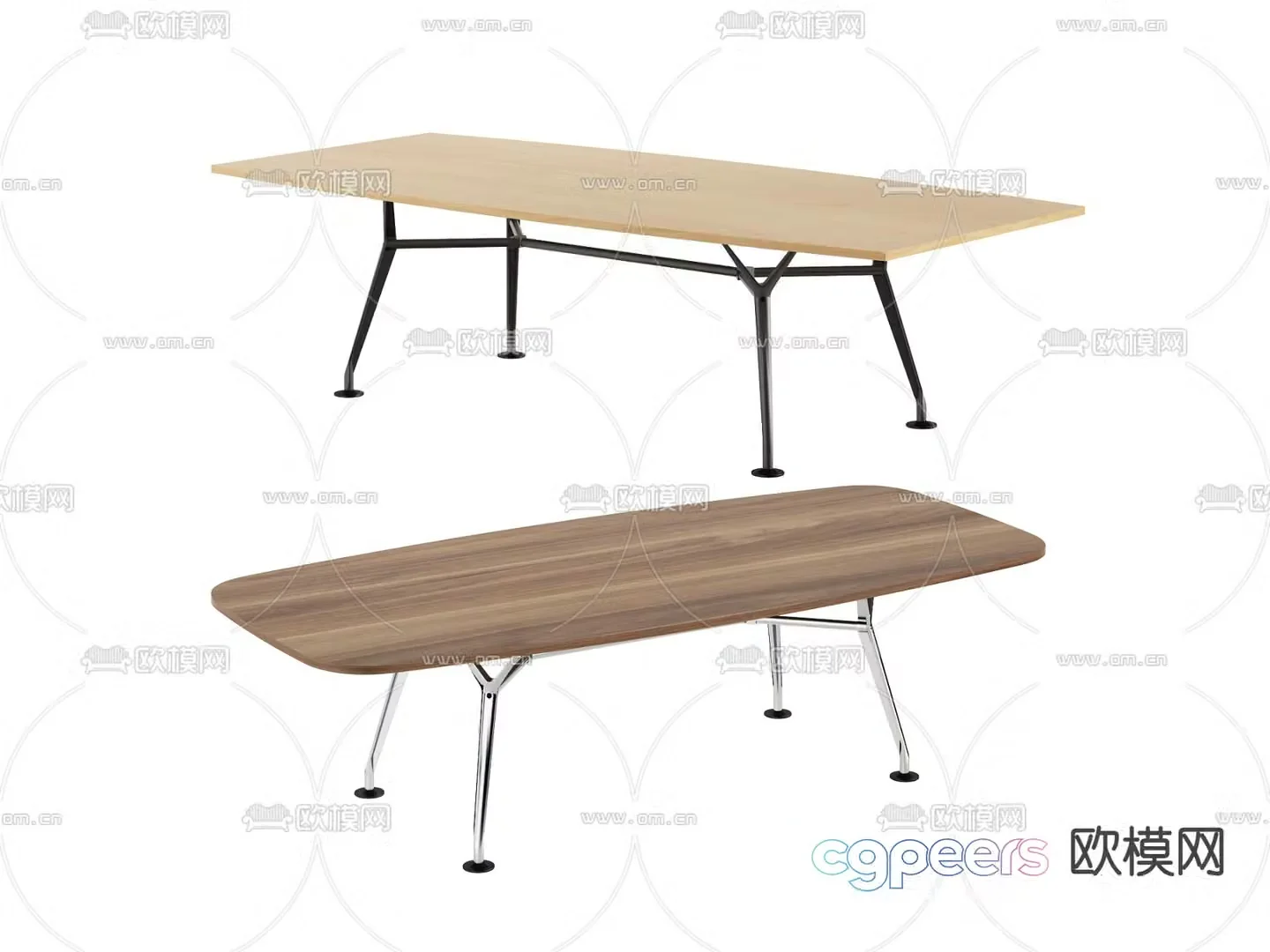 Wooden office desk conference table 3d model