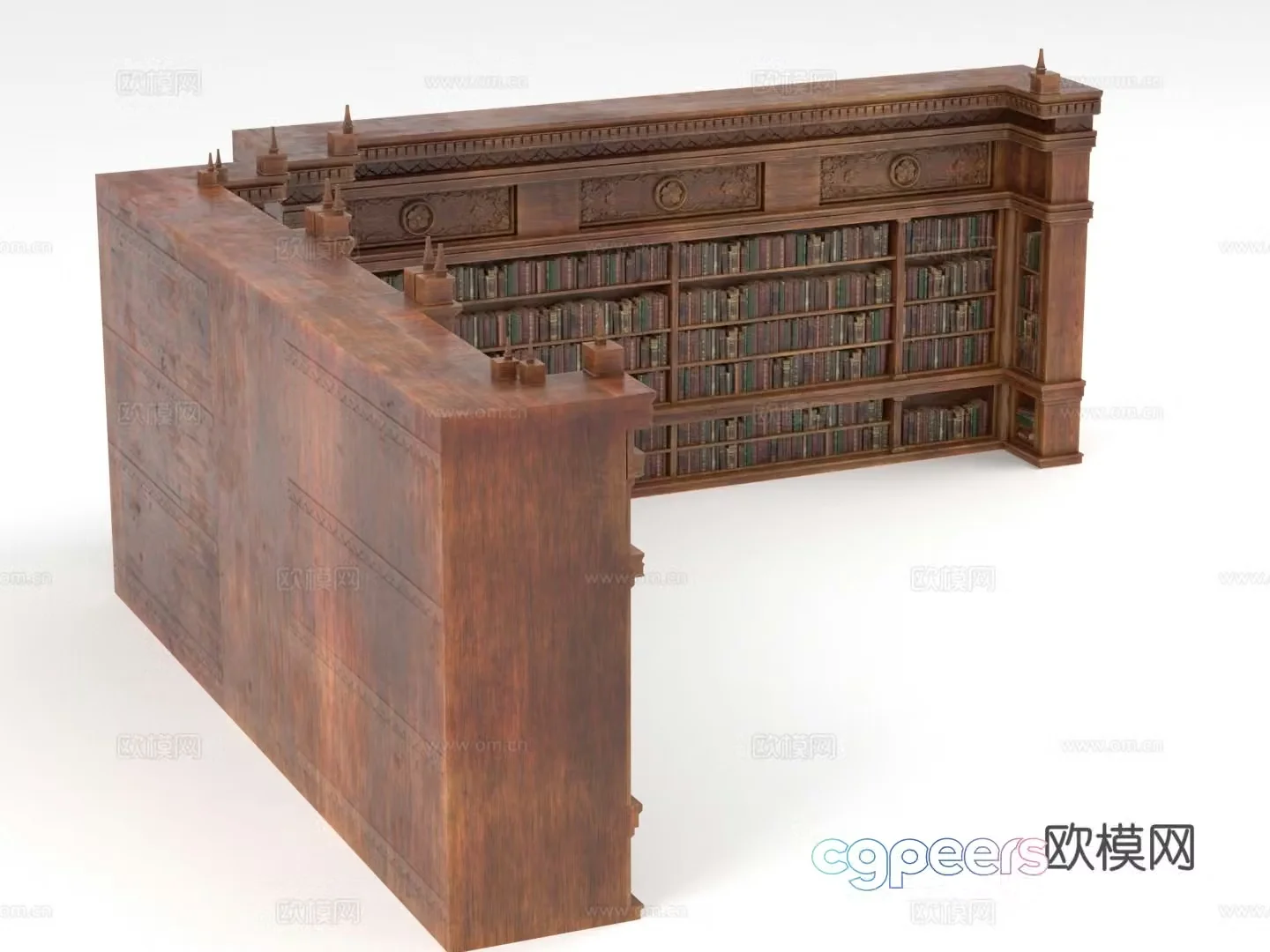 Library bookshelf shelf corner bookshelf 3d model