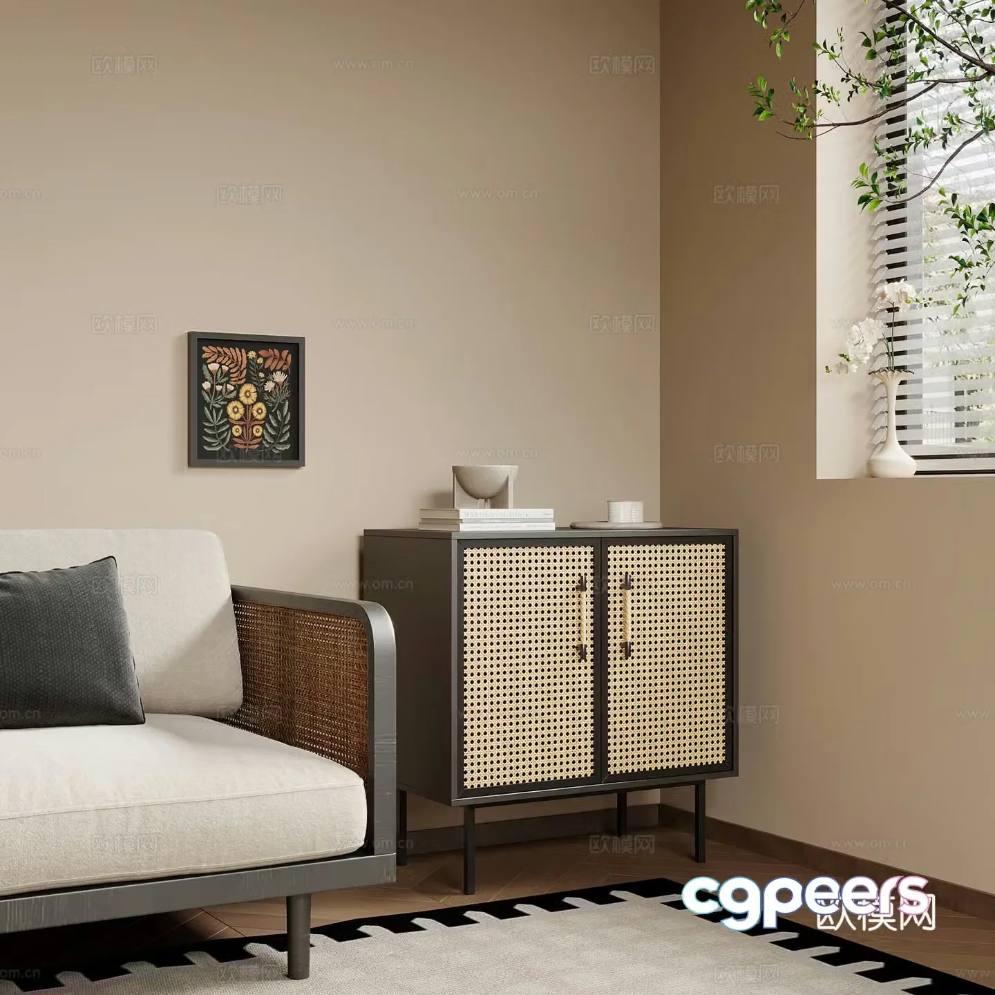 04 side cabinet Wasabi wind side cabinet chest of cabinets decorative cabinets 3D model