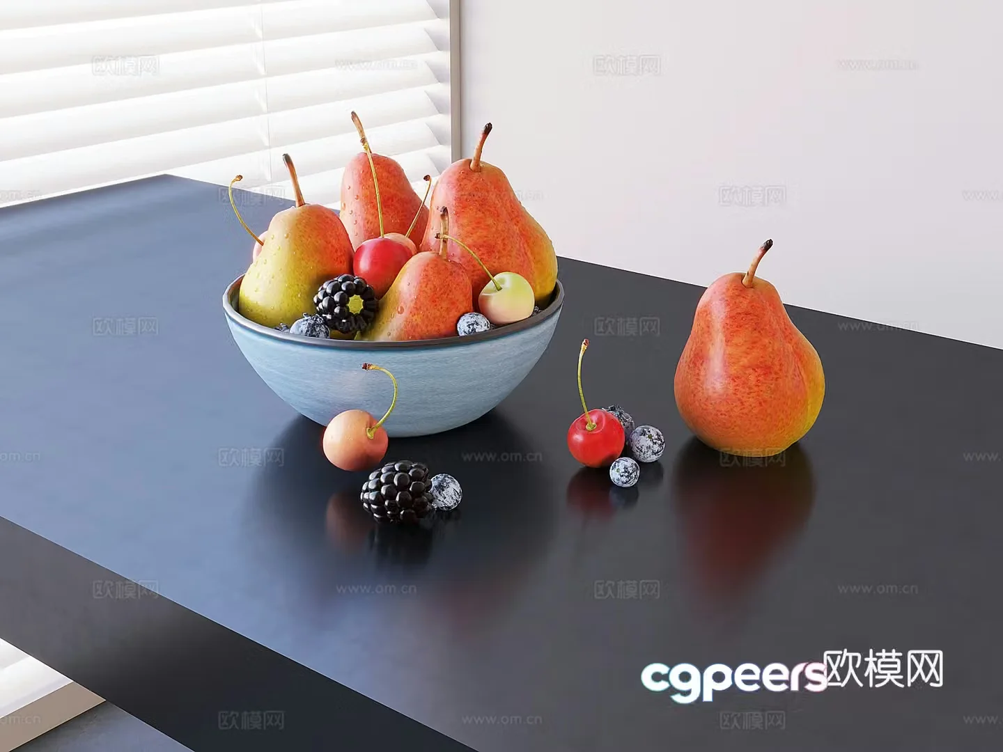 Fruit Cherry Cherry Blueberry Pear Mulberry 3D Model