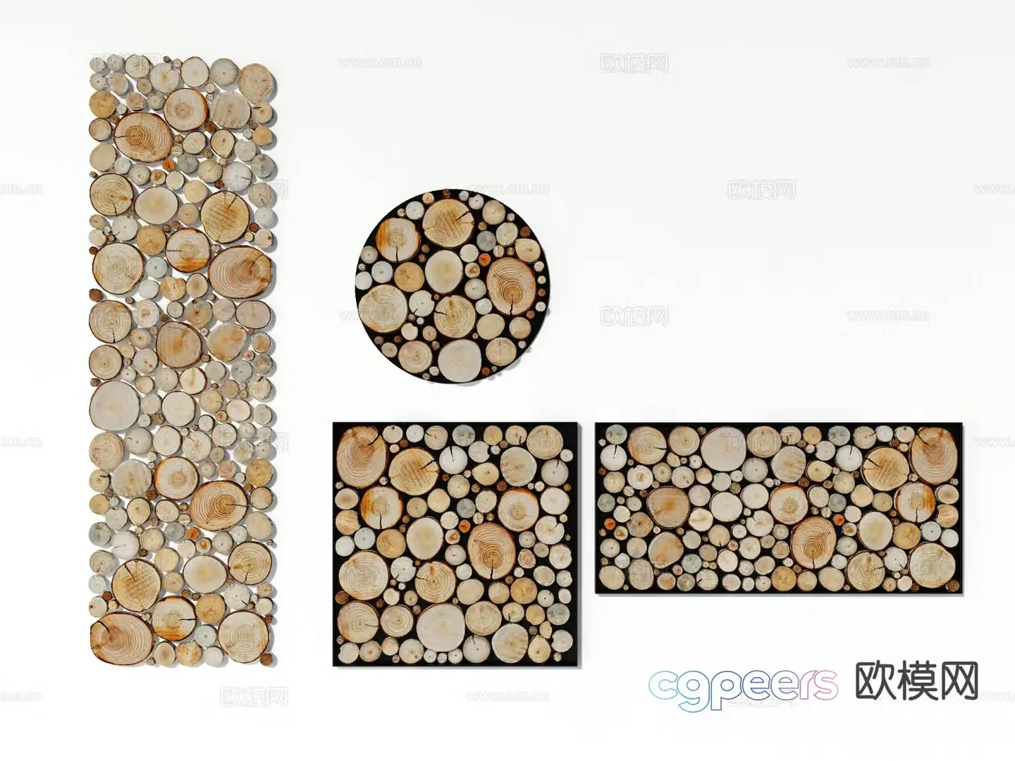 Log style hanging decorations wall decorations wood hanging decorations 3d model