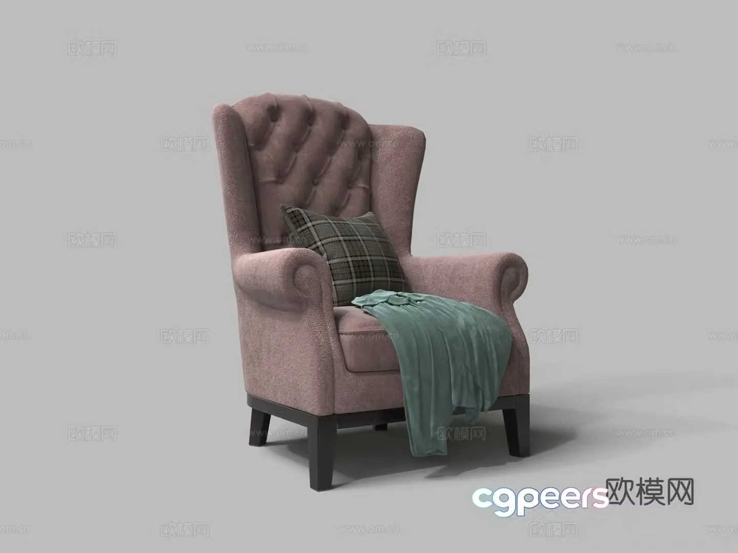 European soft velvet cloth single sofa chair 3D model