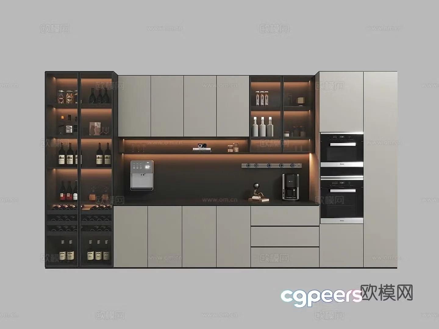 Italian wine cabinet sideboard 3d model