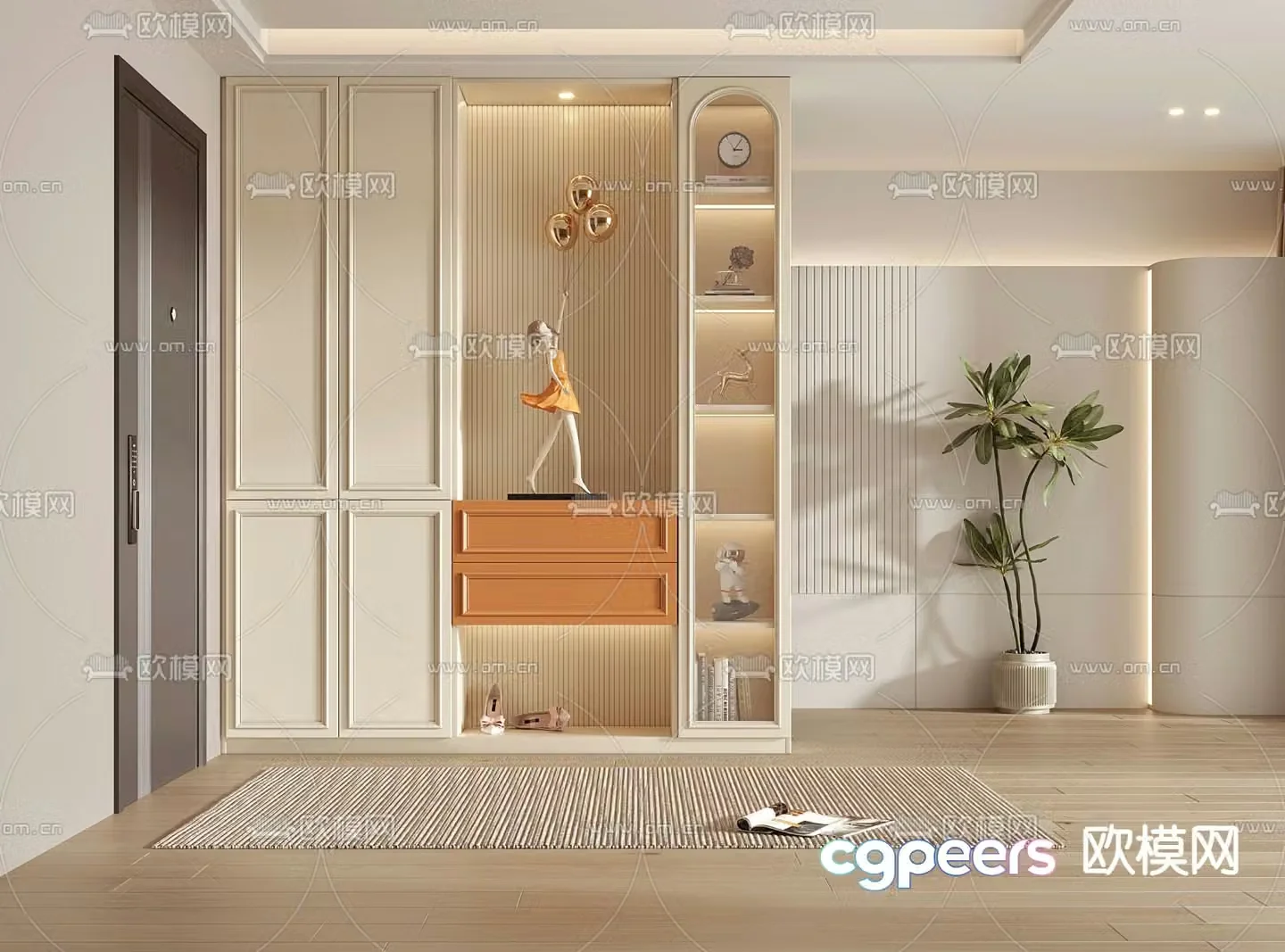 Entrance shoe cabinet partition cabinet 3d model