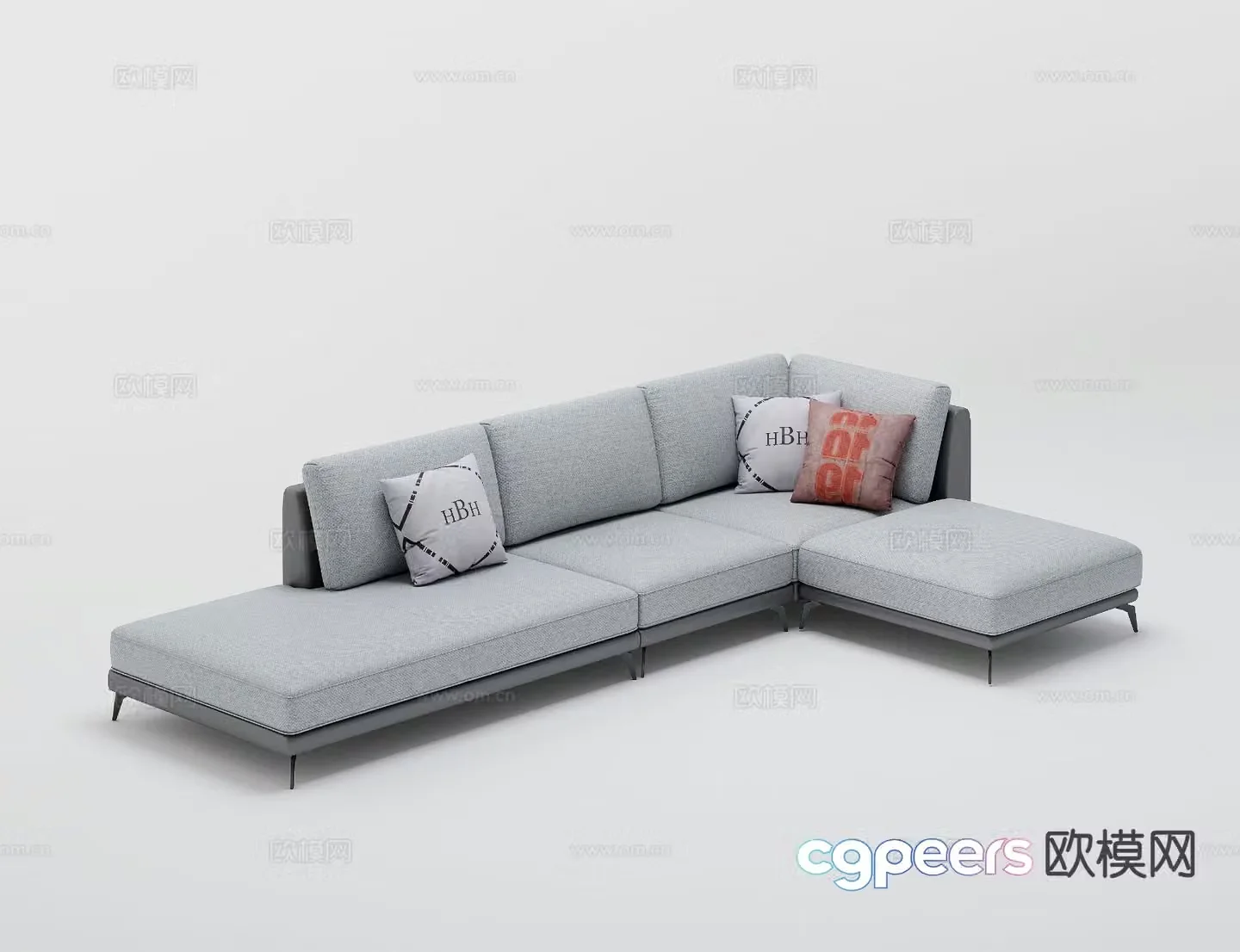 Modern multi-seater sofa corner sofa 3d model