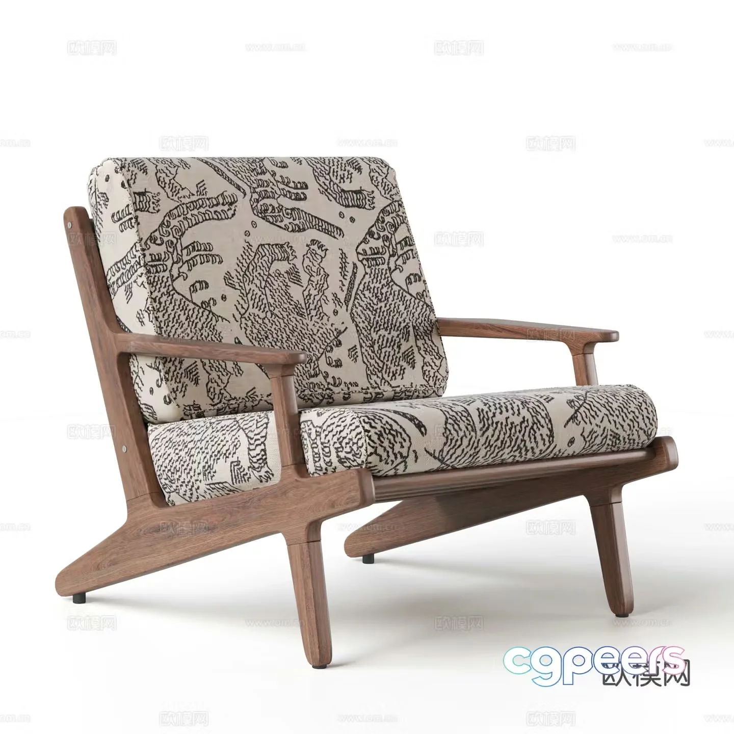 French medieval leisure chair sofa chair single chair single sofa armchair fabric leisure chair 3D model