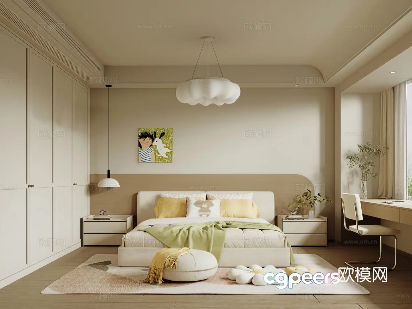 Modern Cream Universal Children’s Room 3D Model