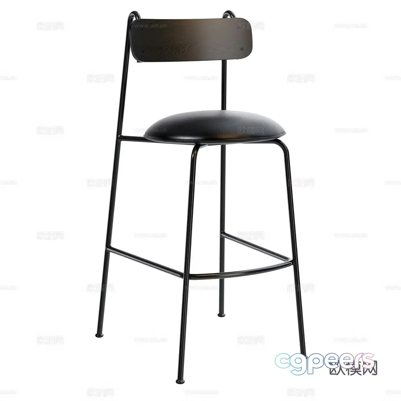 Lena Nordic bar chair Minimalist bar chair Modern bar chair Leather bar chair Metal bar chair 3d model