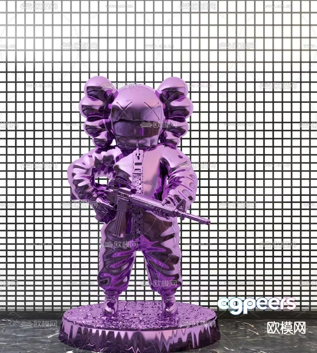 Modern KAWS trendy sculpture ornaments 3D model