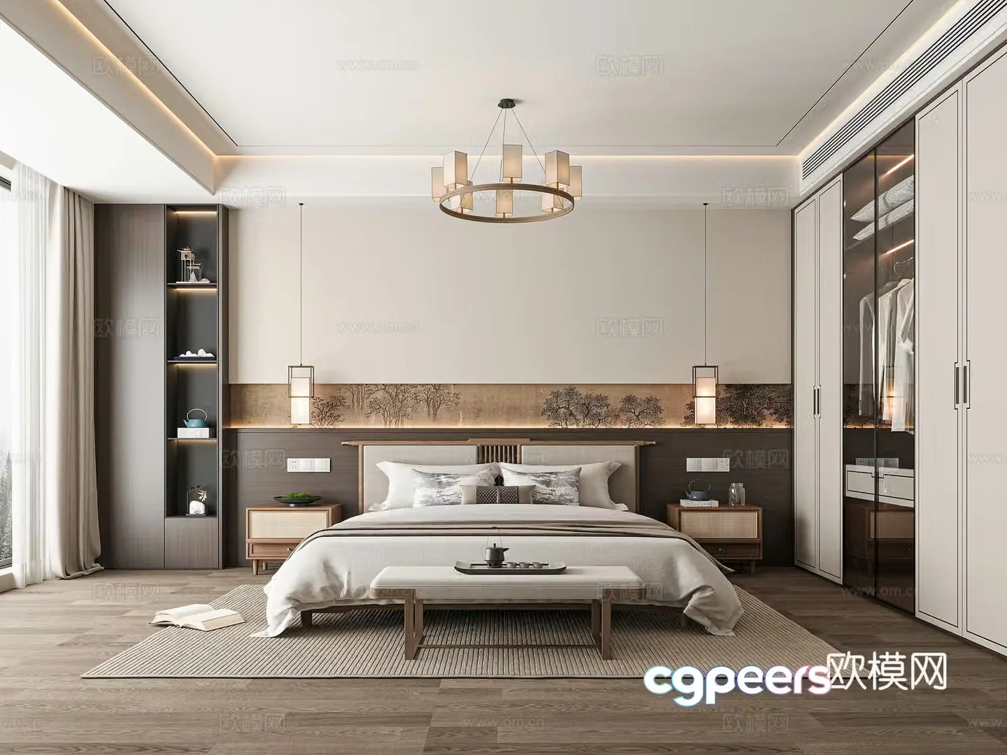 New Chinese bedroom 3D model