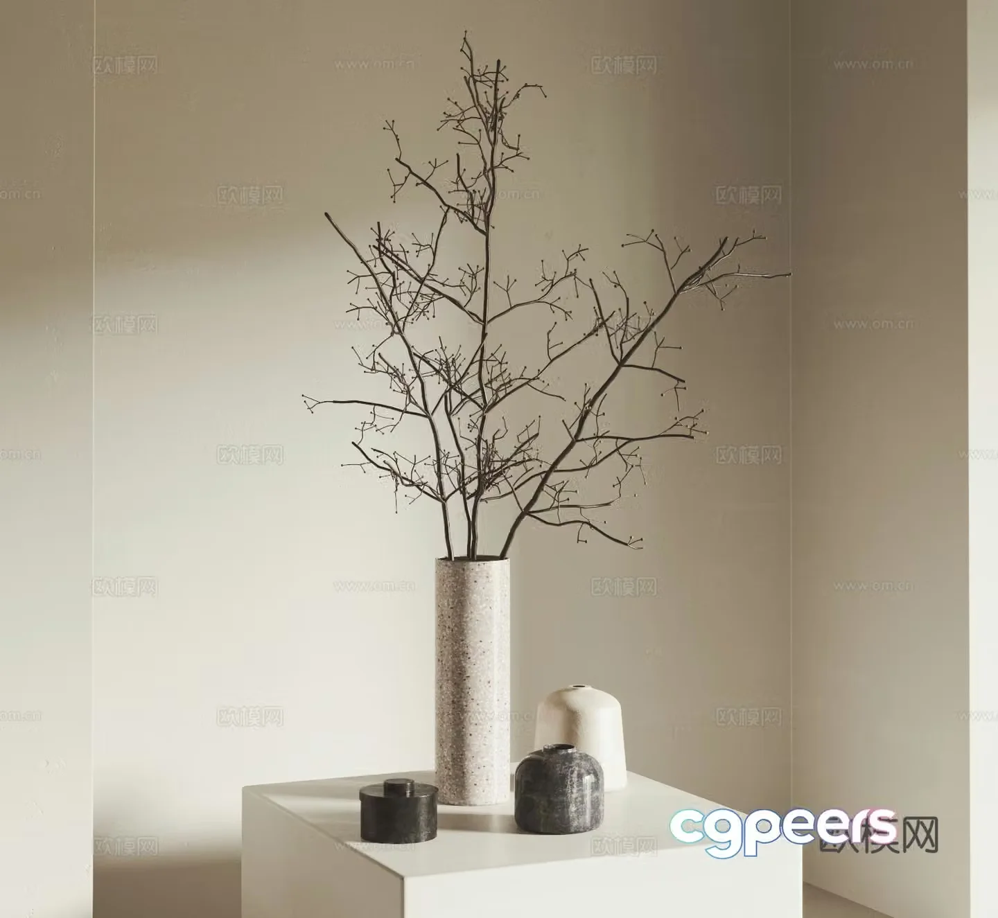 Wasabi Ceramic Vase Dining Table Ornament Porch Ornament Dry Branch Vase Ceramic Vase 3D Model