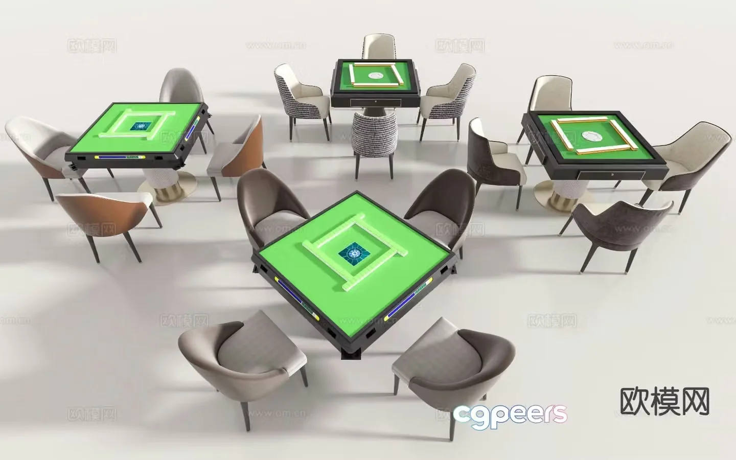 Modern mahjong tables and chairs mahjong machine chess and card table 3d model