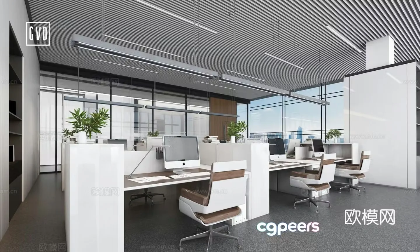 Modern office Simple office Fashion office Living area Custom office furniture White 3d model