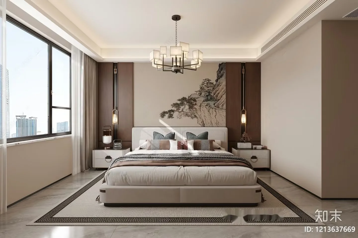 Cozy Modern Bedroom 3D Model – 7233 – VRAY Render