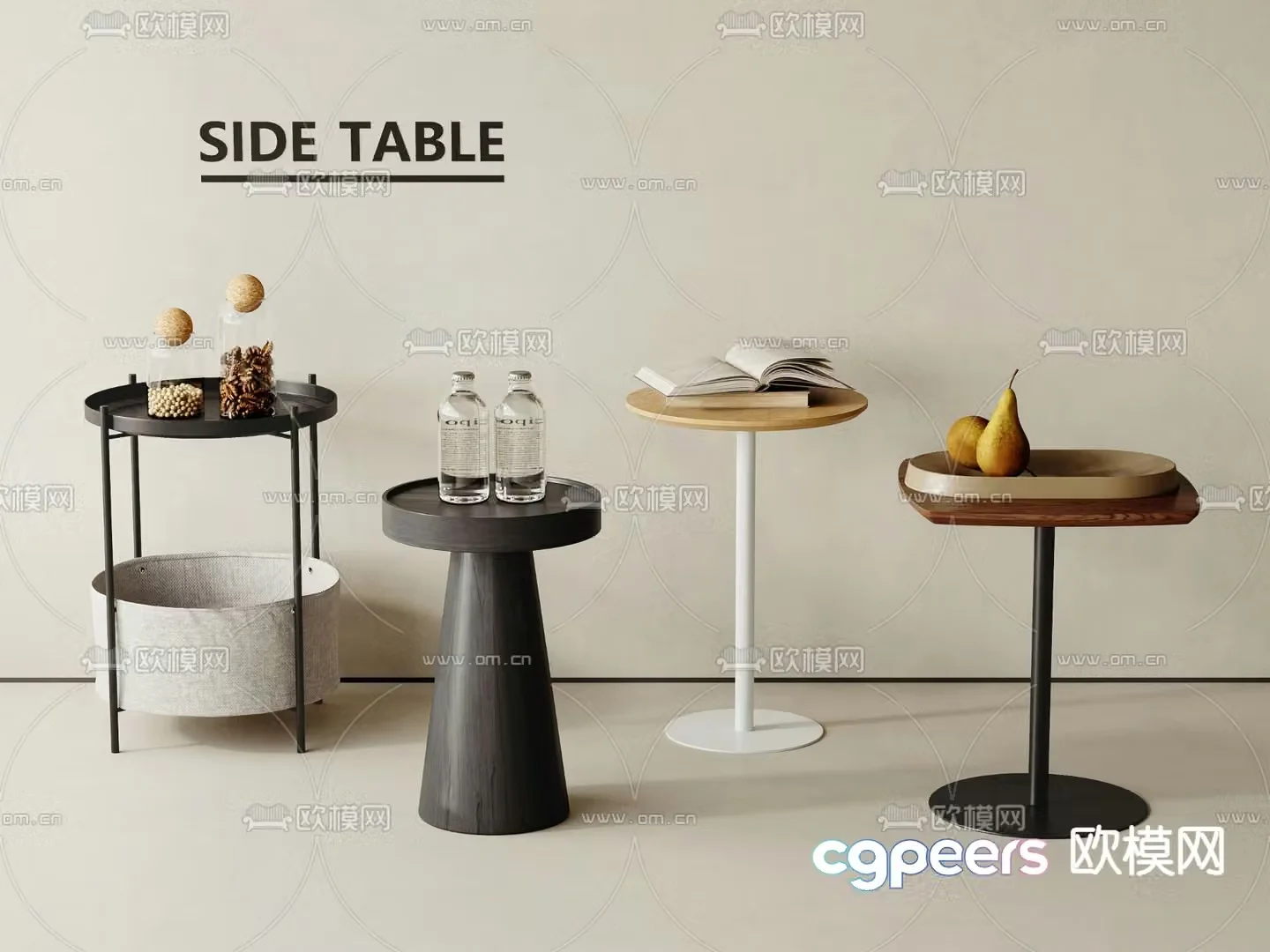 Modern side table angle table circle table 3D model
