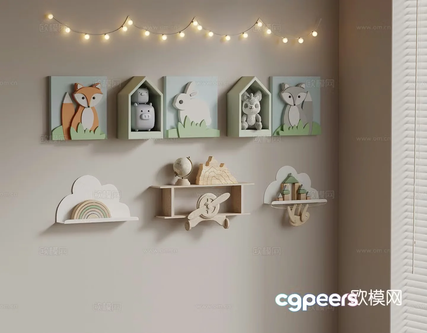 Shelf Modern Wall Decor Books 3D Model