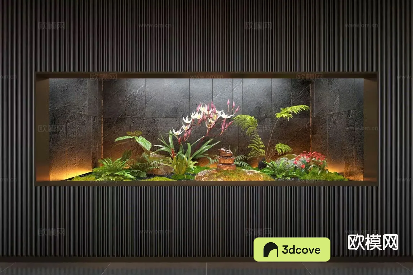 Flower border micro-terrain moss land plant landscaping landscape sketch