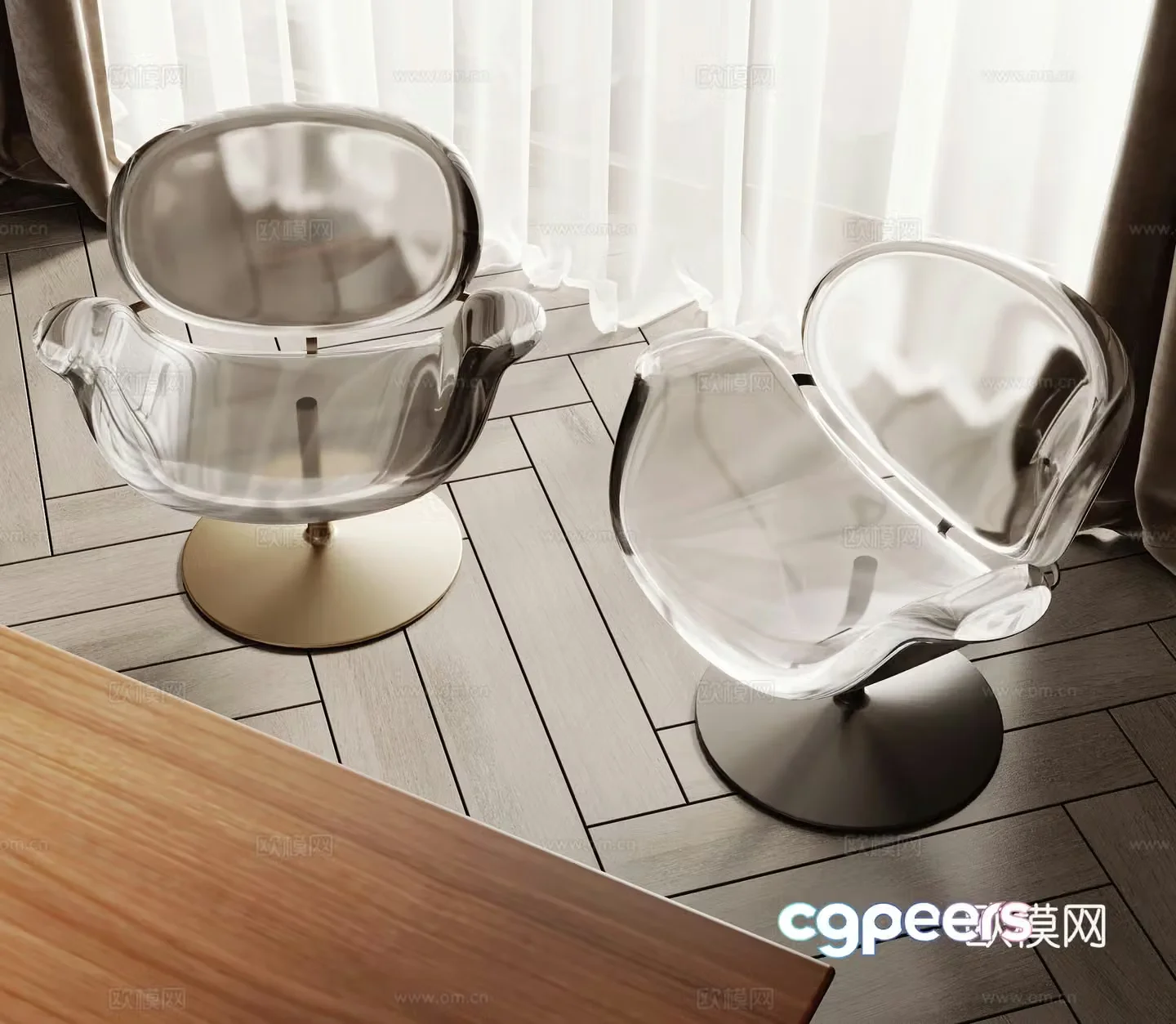 Modern acrylic single chair 3d model