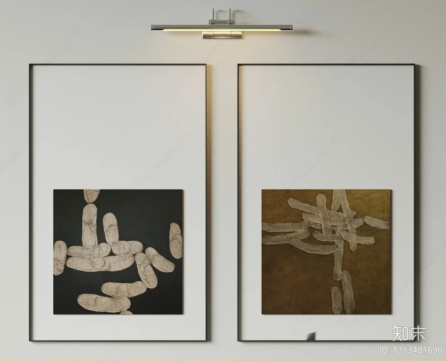 Two Framed Pictures Of White And Brown Objects On A Wall 3D Model – 6918 – VRAY Render