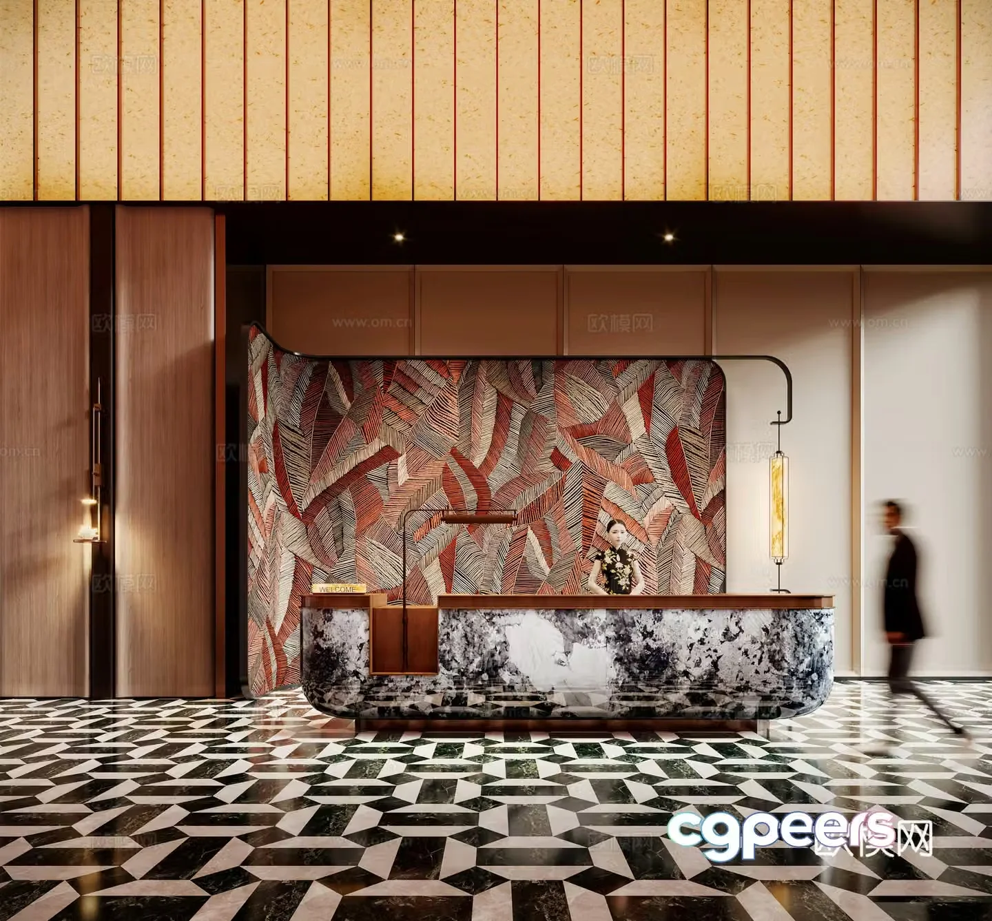 Modern hotel front desk 3d model
