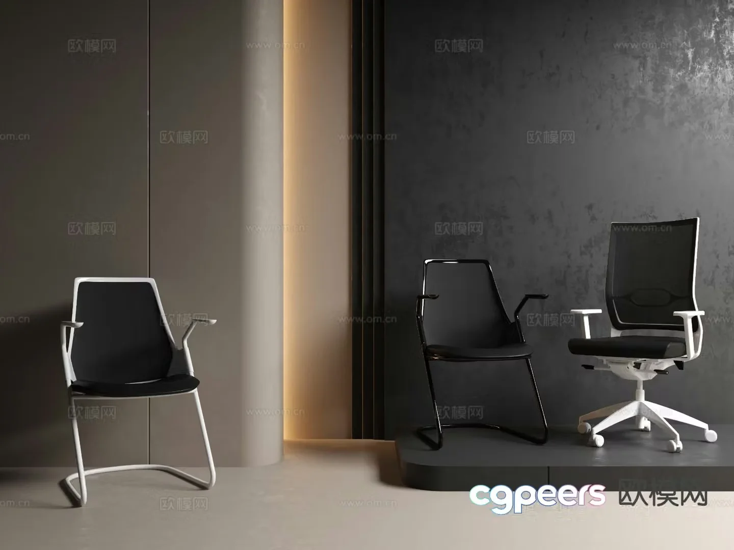 Minimalist office chair gaming chair pulley 3d model