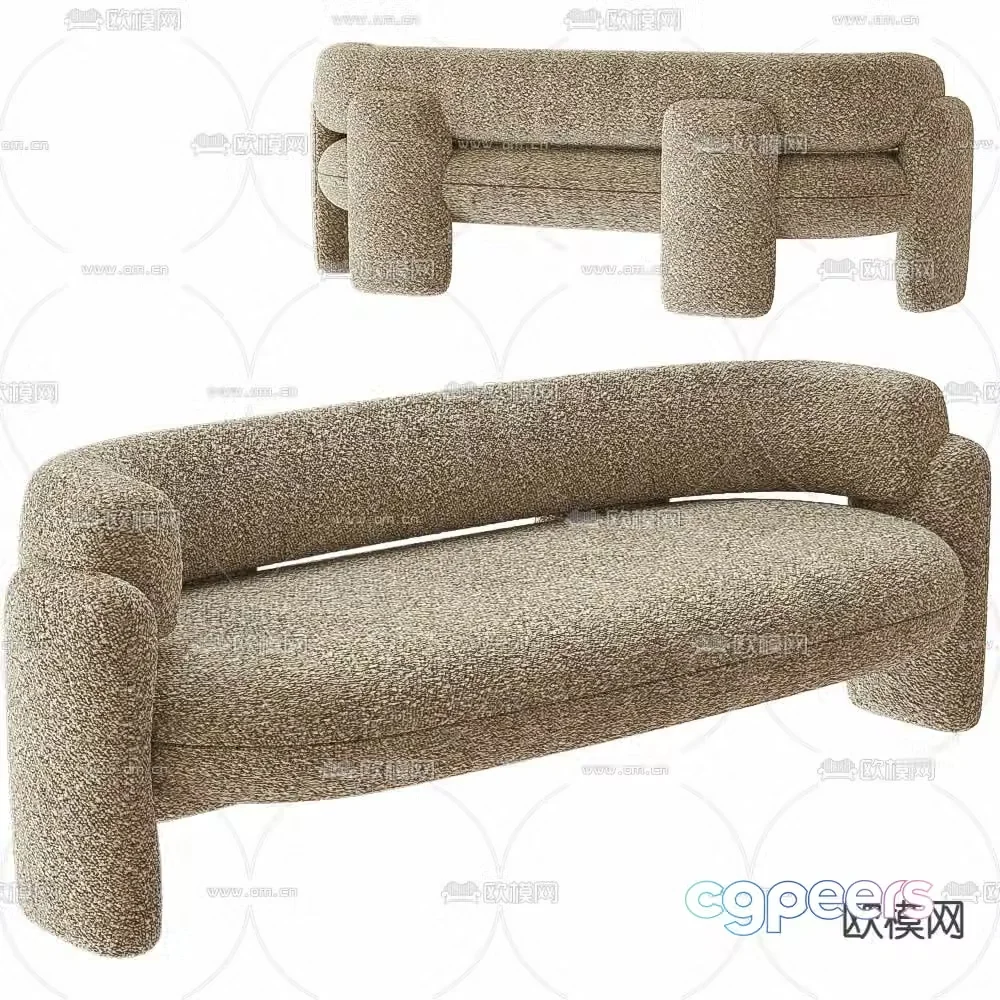 Wabi-sabi multi-person sofa 3d model