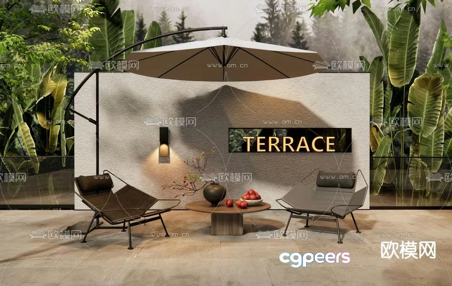 Outdoor chair leisure chair lounge chair table 3d model
