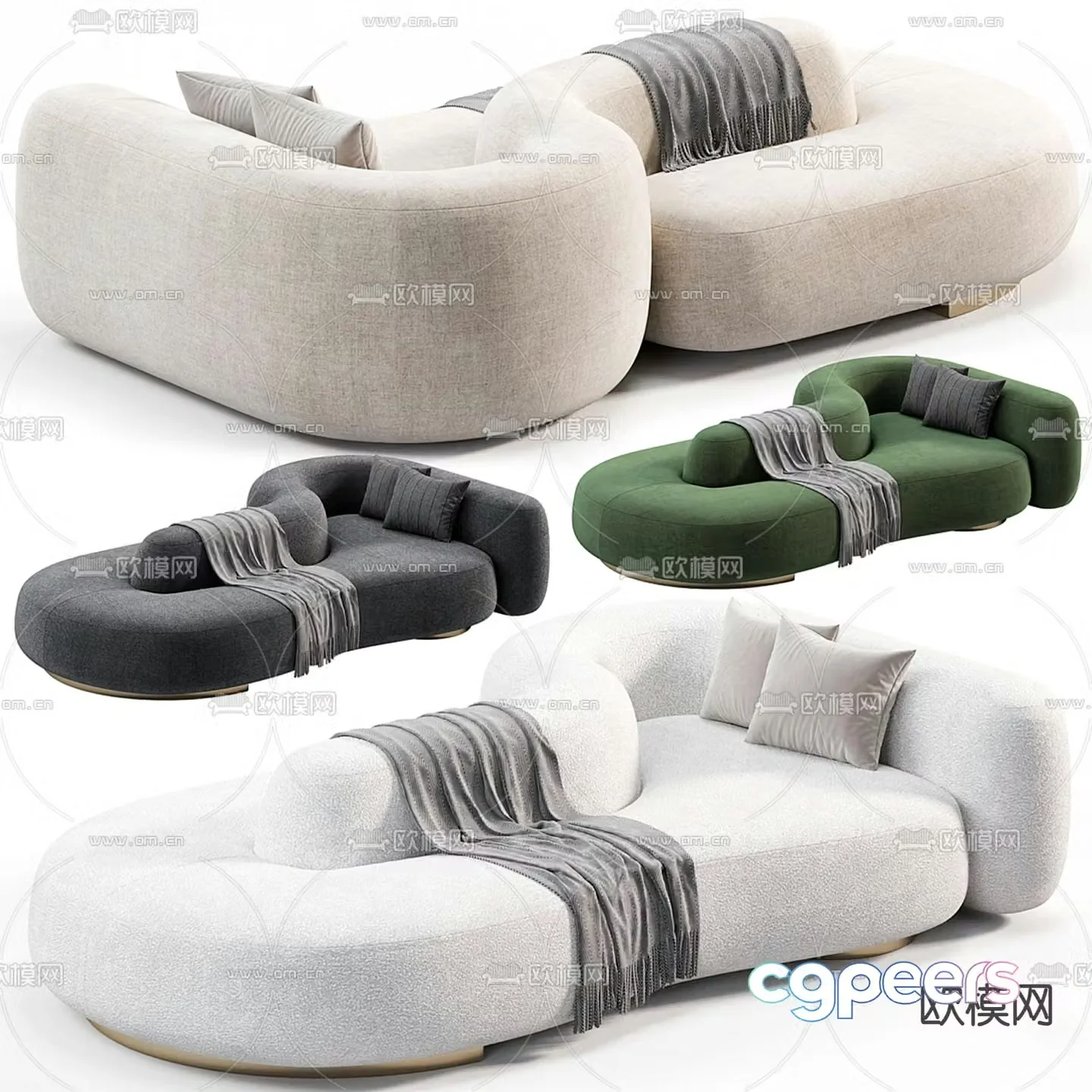 Special-shaped sofa multi-person sofa 3D model