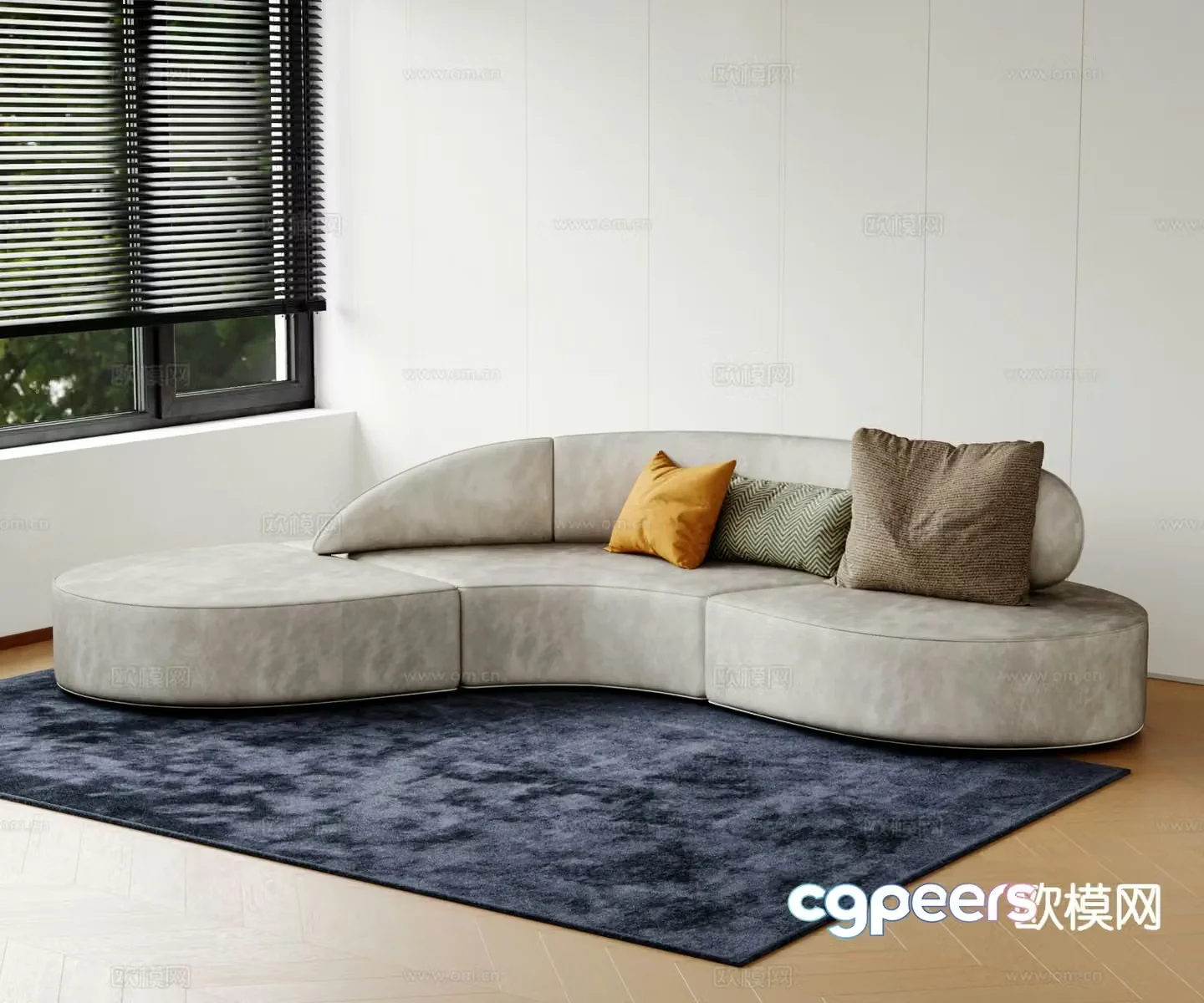 Nordic curved sofa 3d model
