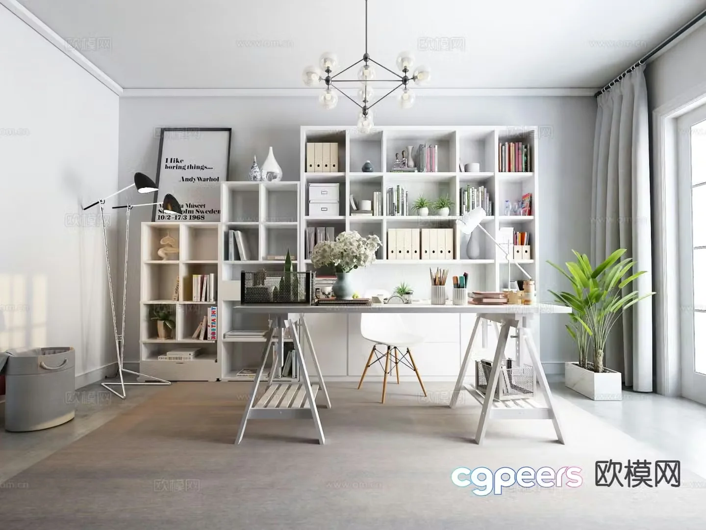 Modern home study 3d model
