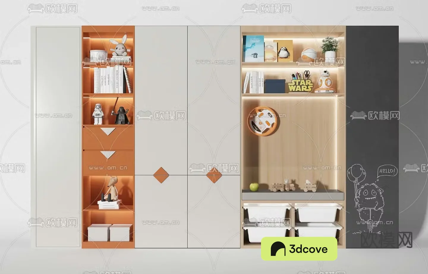Modern children’s decorative cabinet bookcase 3d model