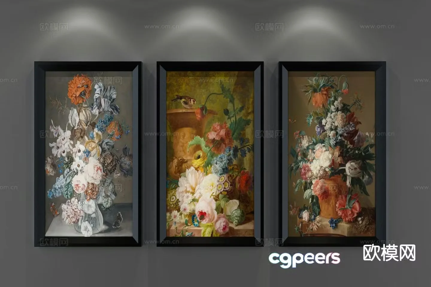 Nordic decorative painting oil painting flower hanging painting 3D model