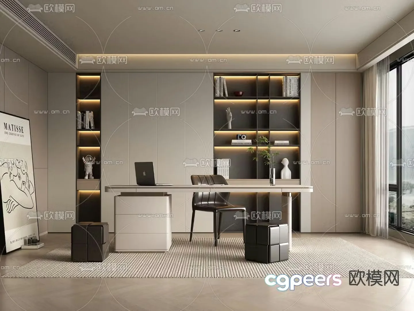 Modern study room 3D model