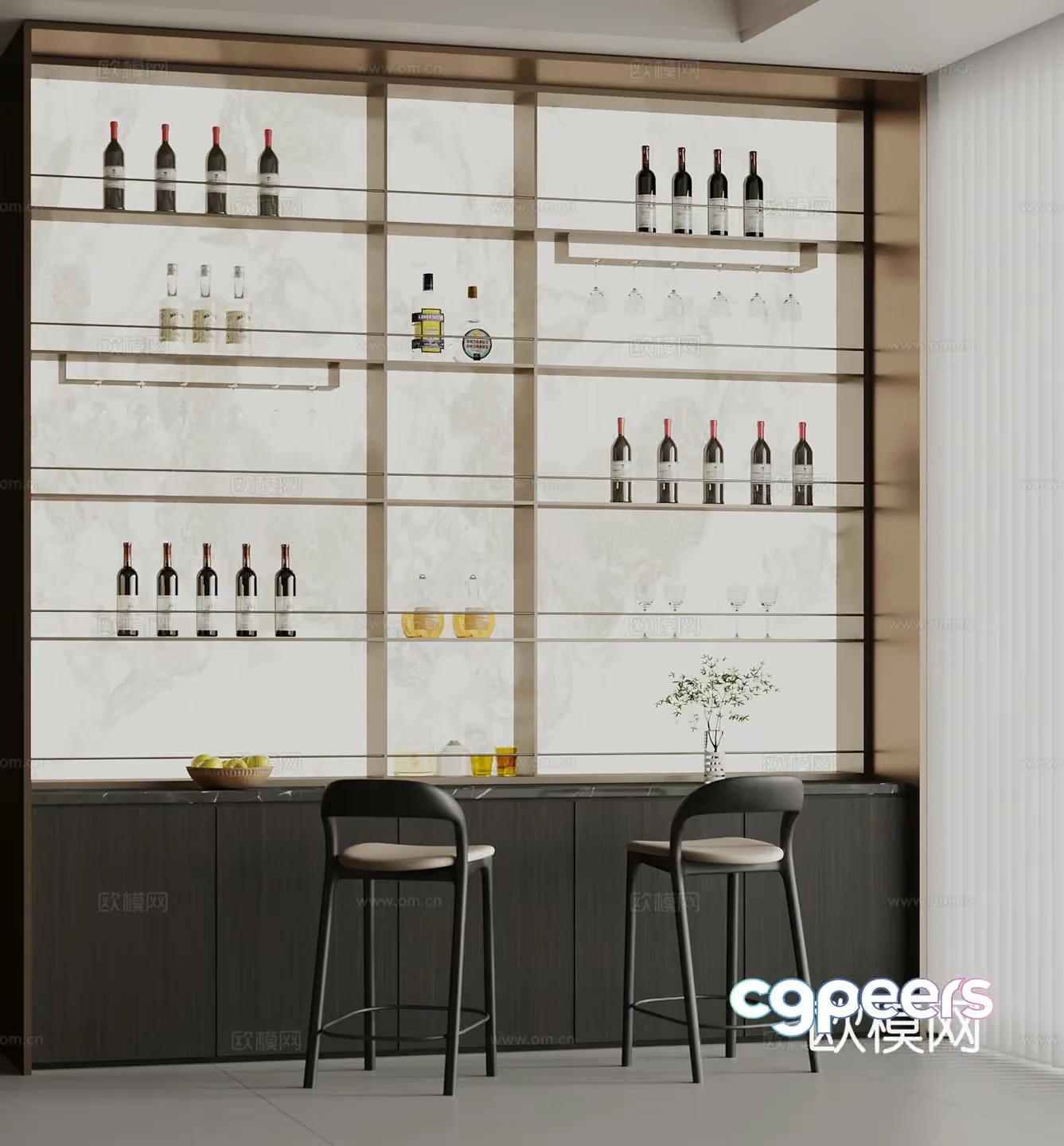 Modern Bar Area 3D Model – 15451 – VRAY Render