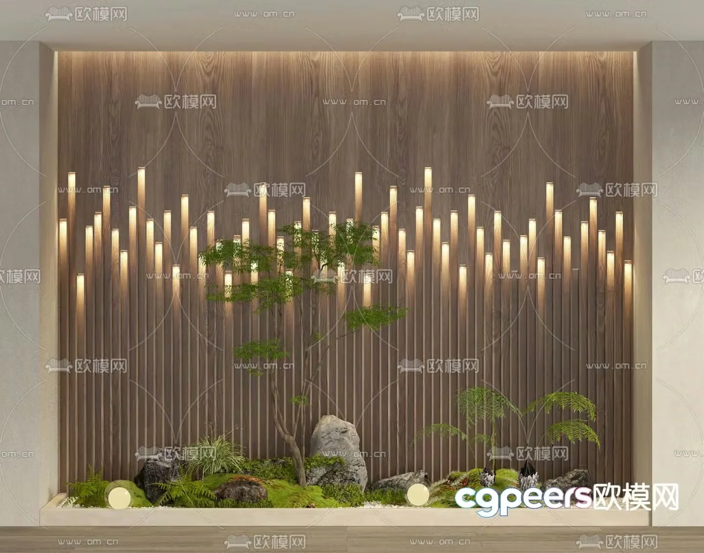 Indoor landscaping green plant landscape 3d model