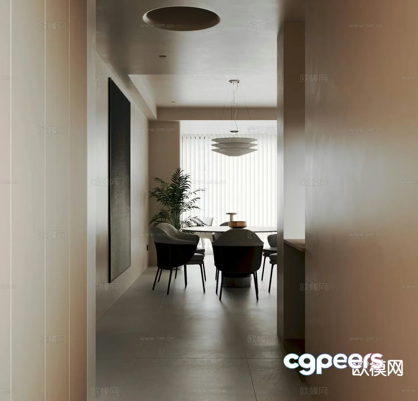 Modern restaurant aisle 3d model