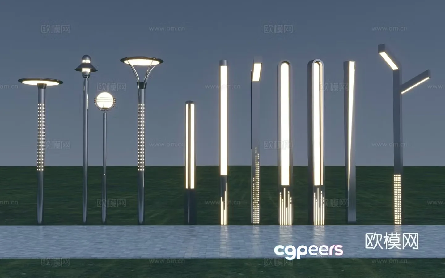 Modern Landscape Street Light Lawn Light 3D Model