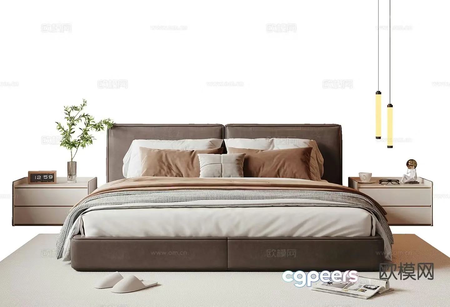Italian double bed 3d model