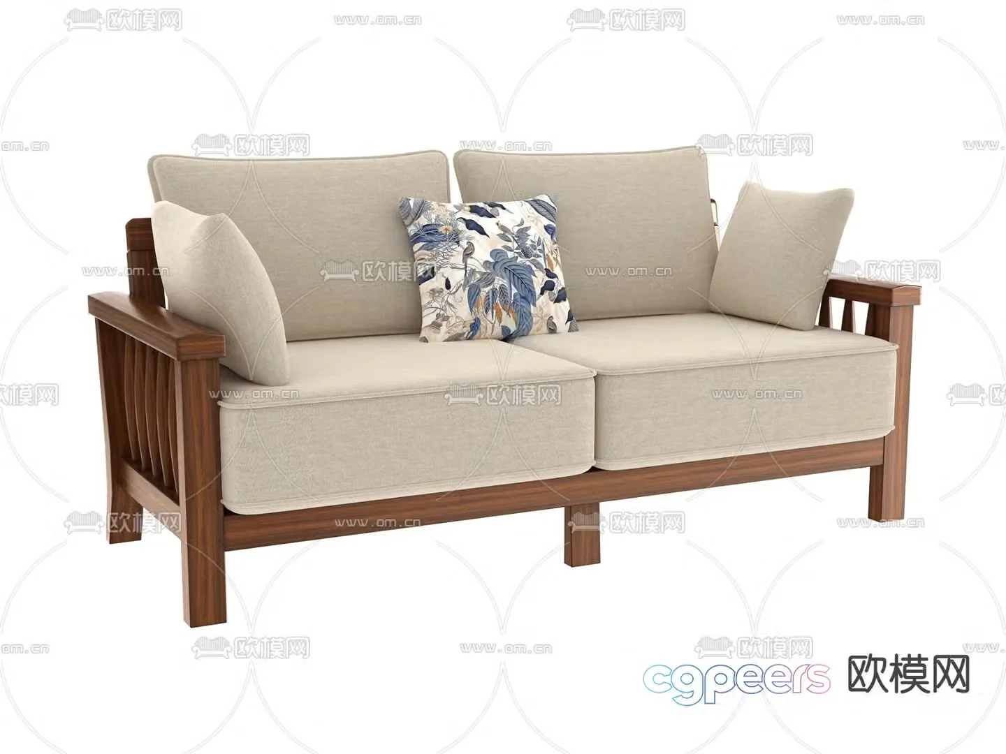 New Chinese style sofa double sofa 3d model