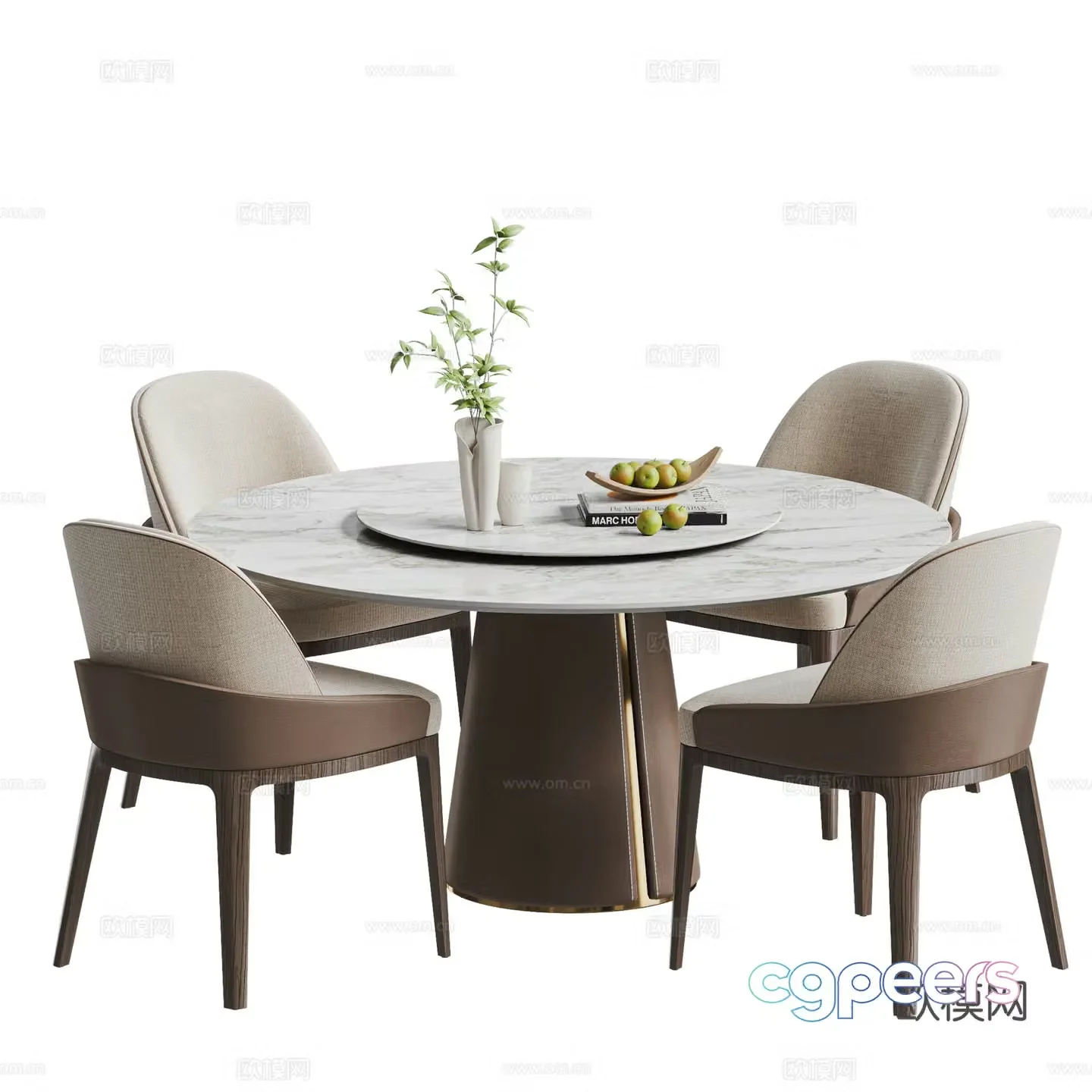Modern dining table and chair combination 3D model
