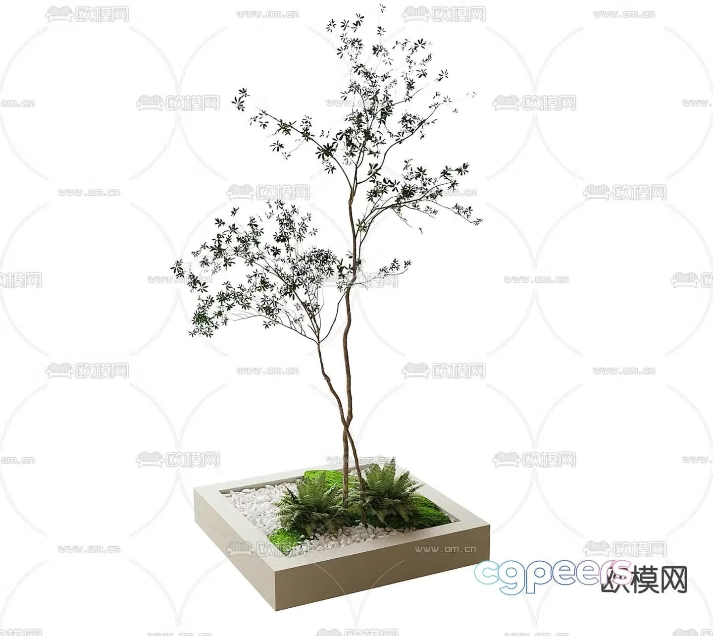 Landscape tree tree pond sapling 3d model