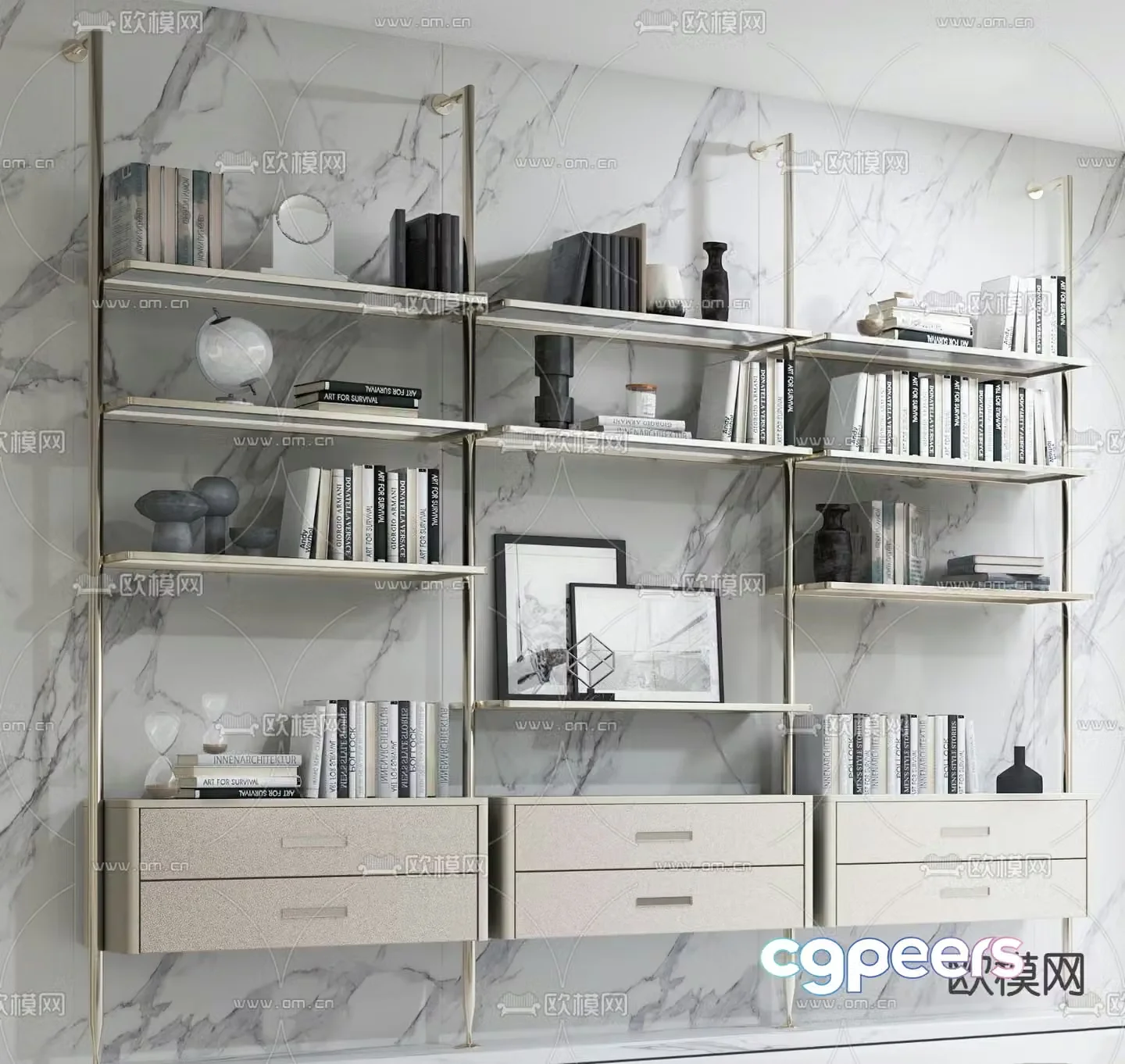 Metal bookshelf shelf 3D model
