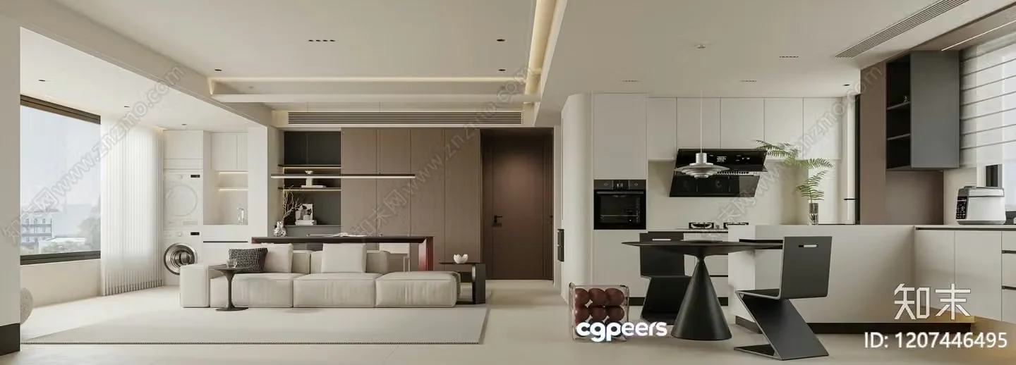 Modern Open Concept Living Space 3D Model – 9261 – VRAY Render
