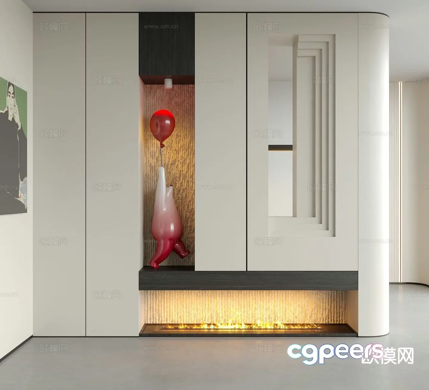 Modern entrance hall landscape wall entrance partition 3D model