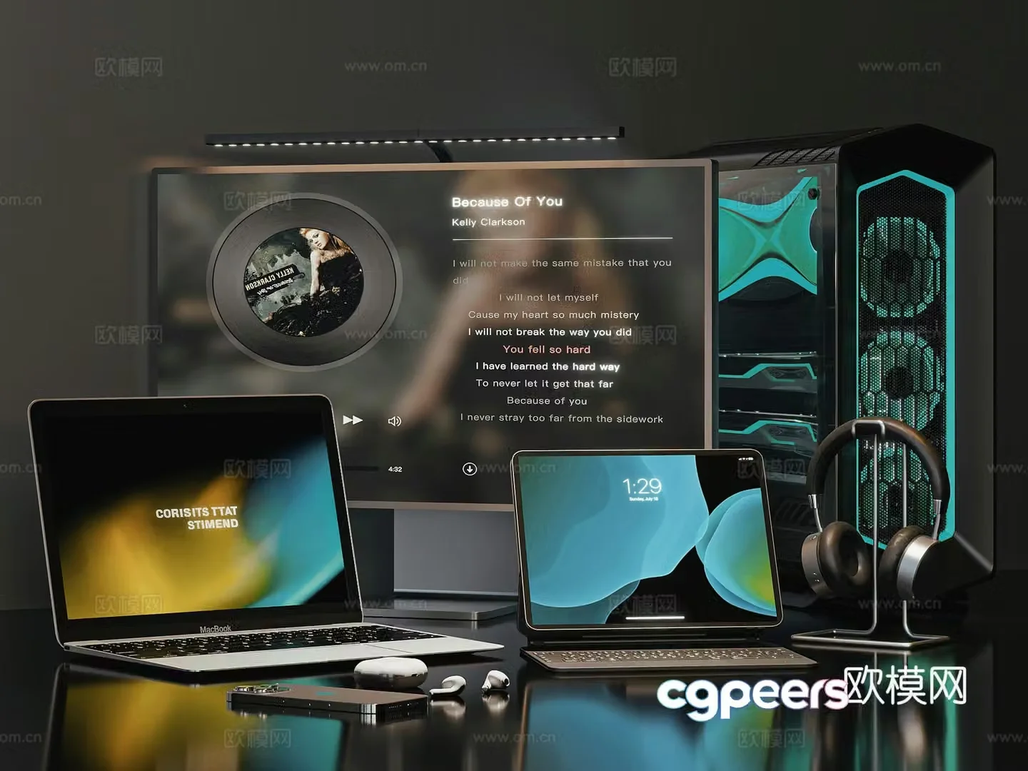 Modern laptop computer 3d model