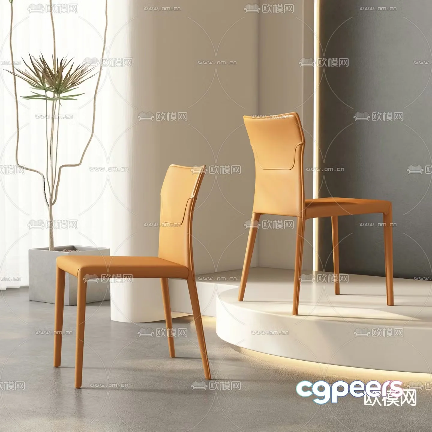 leather chair dining chair 3d model