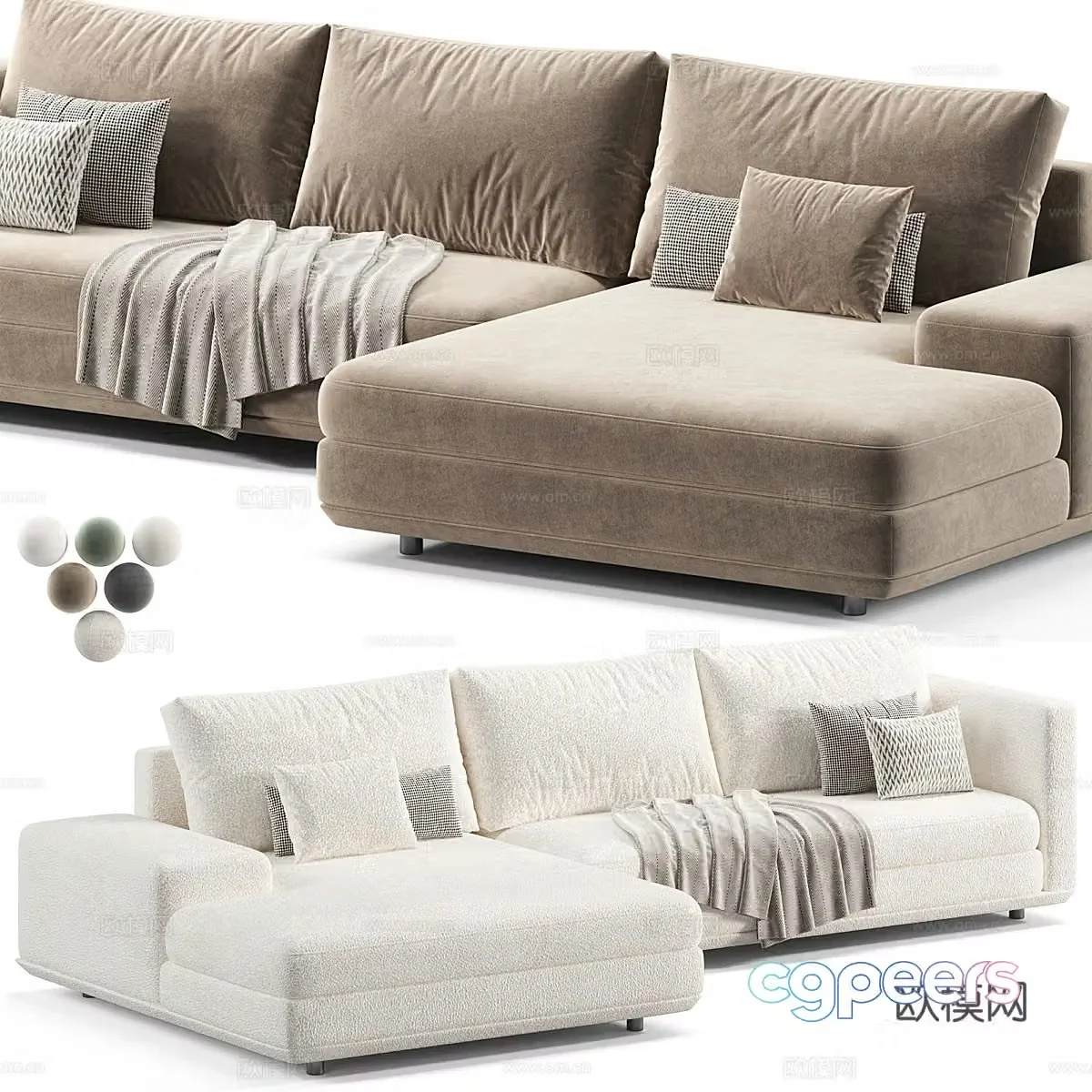Modern Italian fabric combination casual sofa 3D model