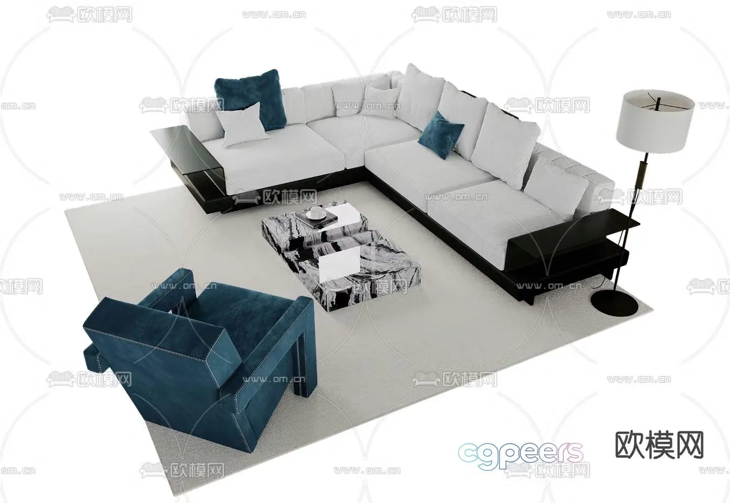 Corner sofa modular sofa 3d model
