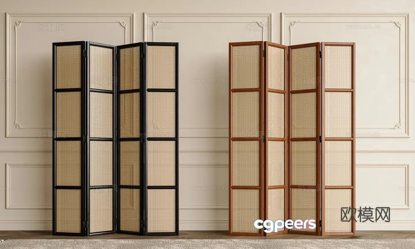 Wasabi Middle Ages Screen Vinewoven Screen Folding Screen Weaving Hollow Screen Wasabi Wind Screen 3D Model