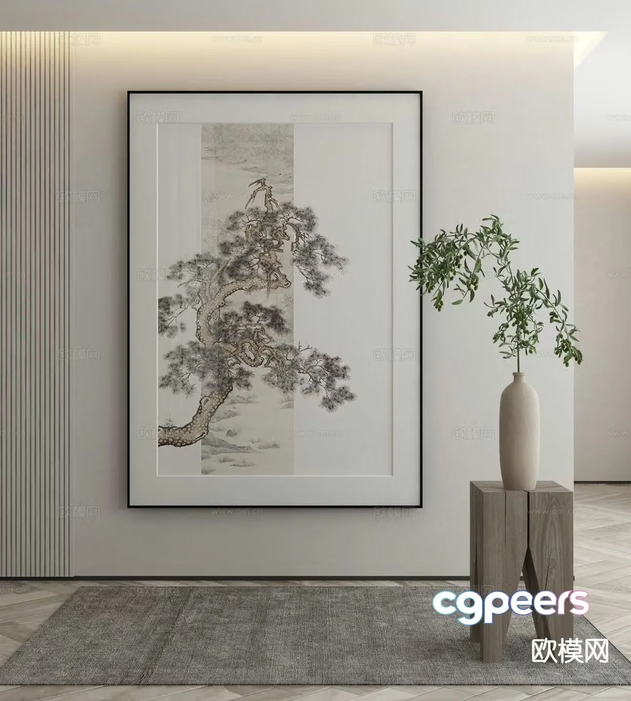 New Chinese style decorative painting art painting hanging painting 3d model